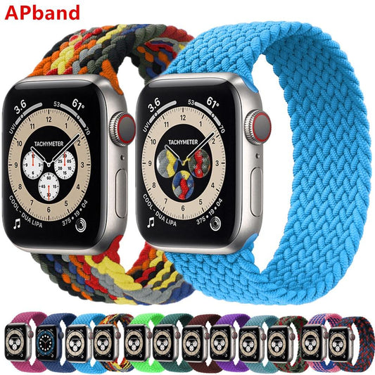 Braided Solo Loop For Apple Watch band 44mm 40mm 42mm 38mm Fabric Nylon Elastic Belt Bracelet iWatch Series 3 4 5 SE 6 Strap